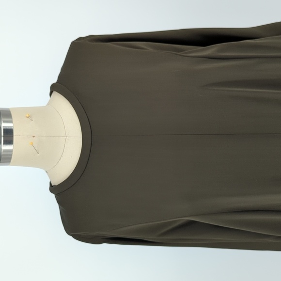 Zara Satin Bat Wing Sleeve Maxi Dress Olive Green S minimalist contemporary - Picture 3 of 7